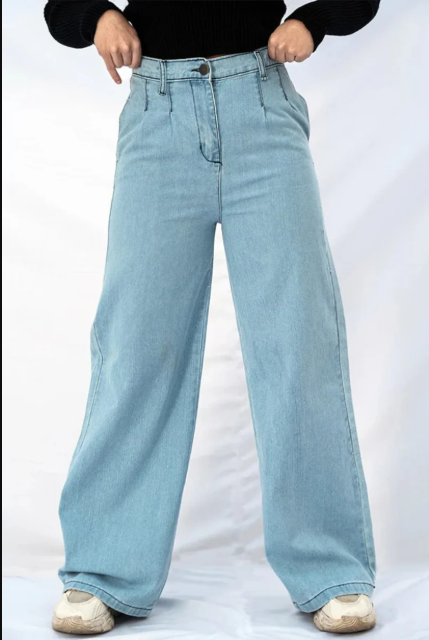 Latest Ice Blue High Waist Wide Leg Jeans.