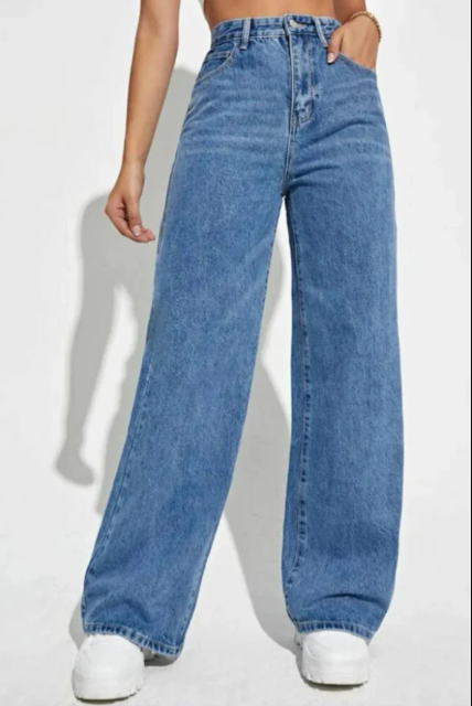 Latest Mid Blue High Waist Wide Leg Jeans